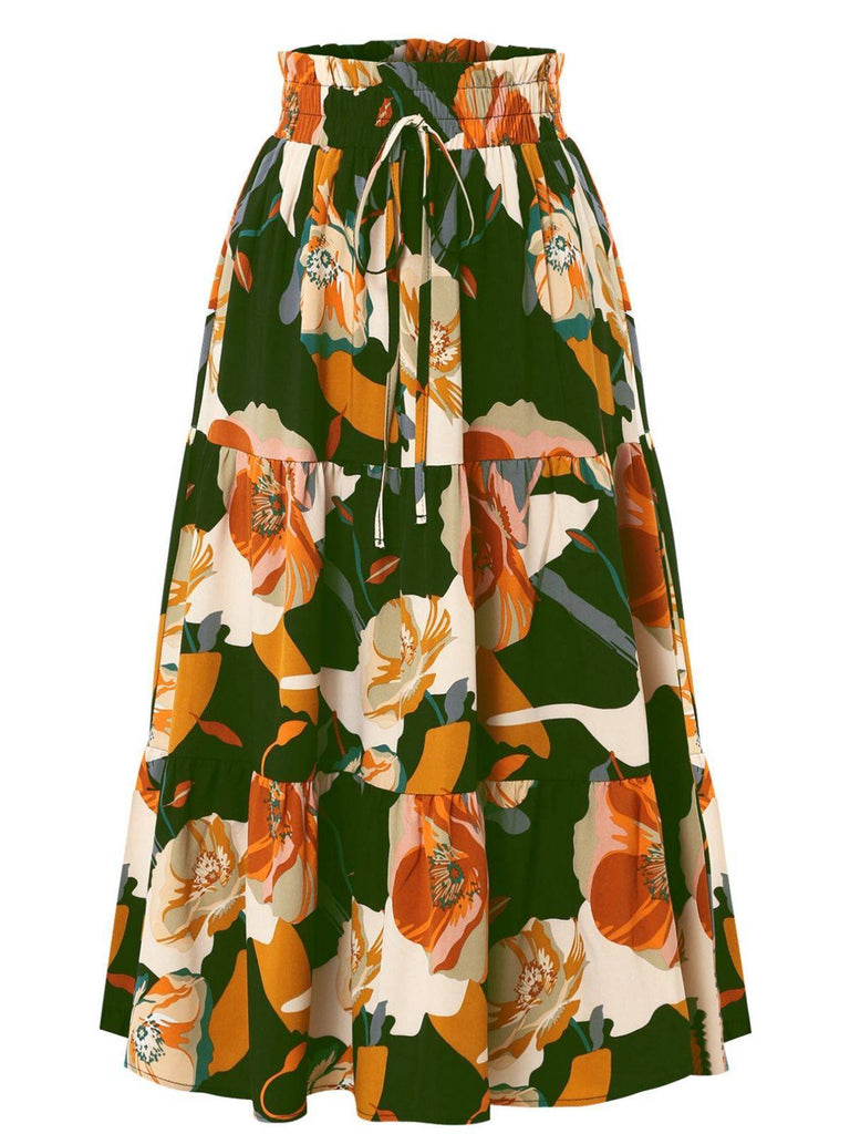 1970er Boho Blumen Bogen Stufen Rock