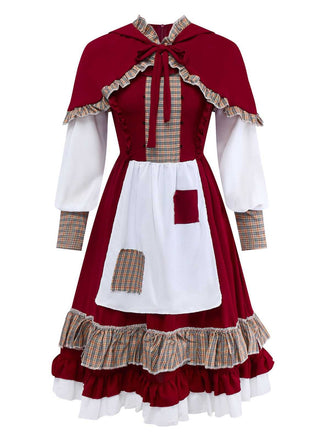 1950er Rotkäppchen Halloween Kostüm Kleid mit Cape