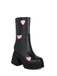 Hollow Herzen Leder Klobige Plateaustiefel