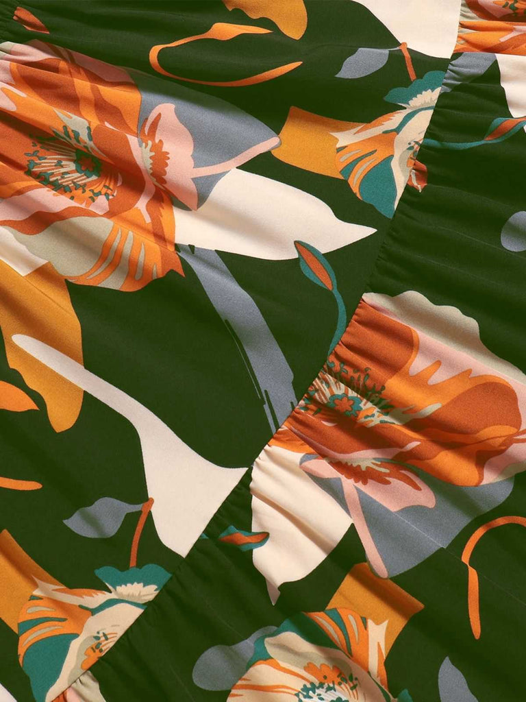 1970er Boho Blumen Bogen Stufen Rock