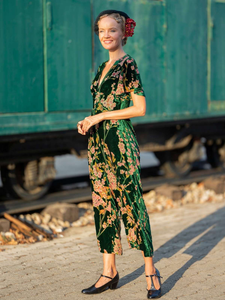 GRÜNER SAMT VINTAGE JUMPSUIT