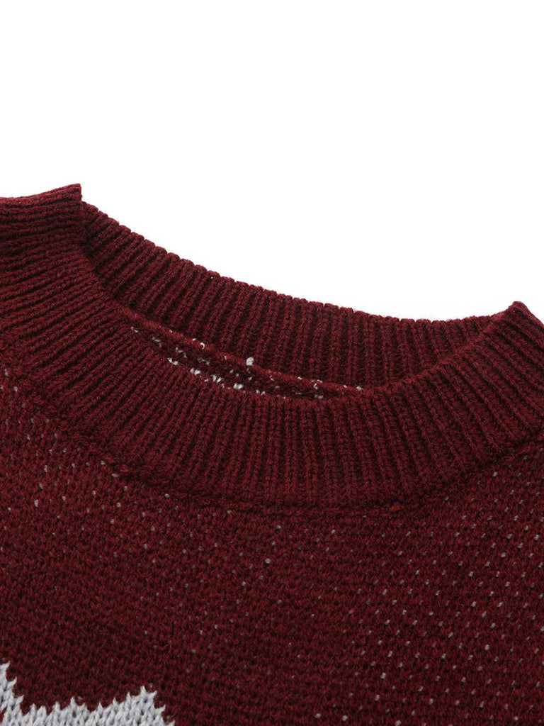 1960er Farbblock Stricken Pullover Kleid