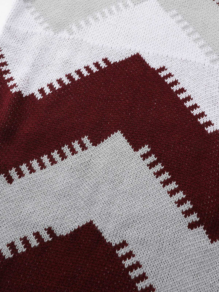 1960er Farbblock Stricken Pullover Kleid