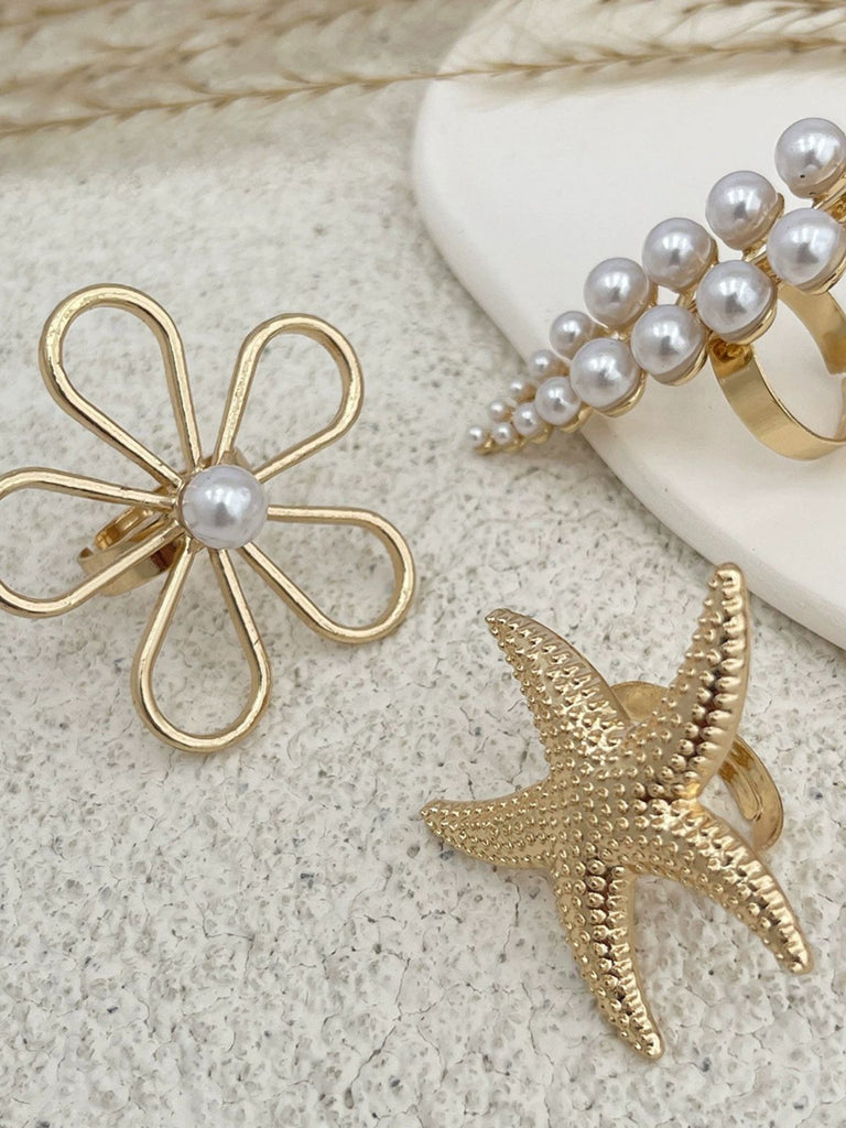 Seestern Blumen Perle Ring