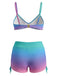 1960er Farbverlauf Schnürung Badeshorts Bikini Set