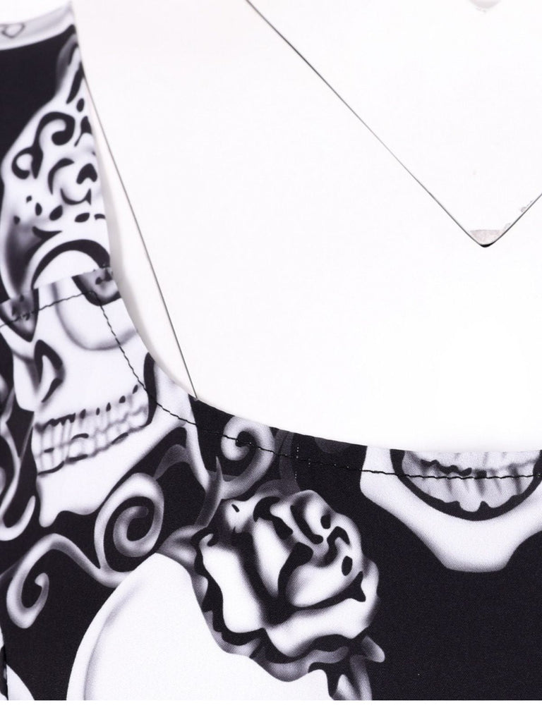 1950er Halloween Schädel Ärmellos Swing Kleid