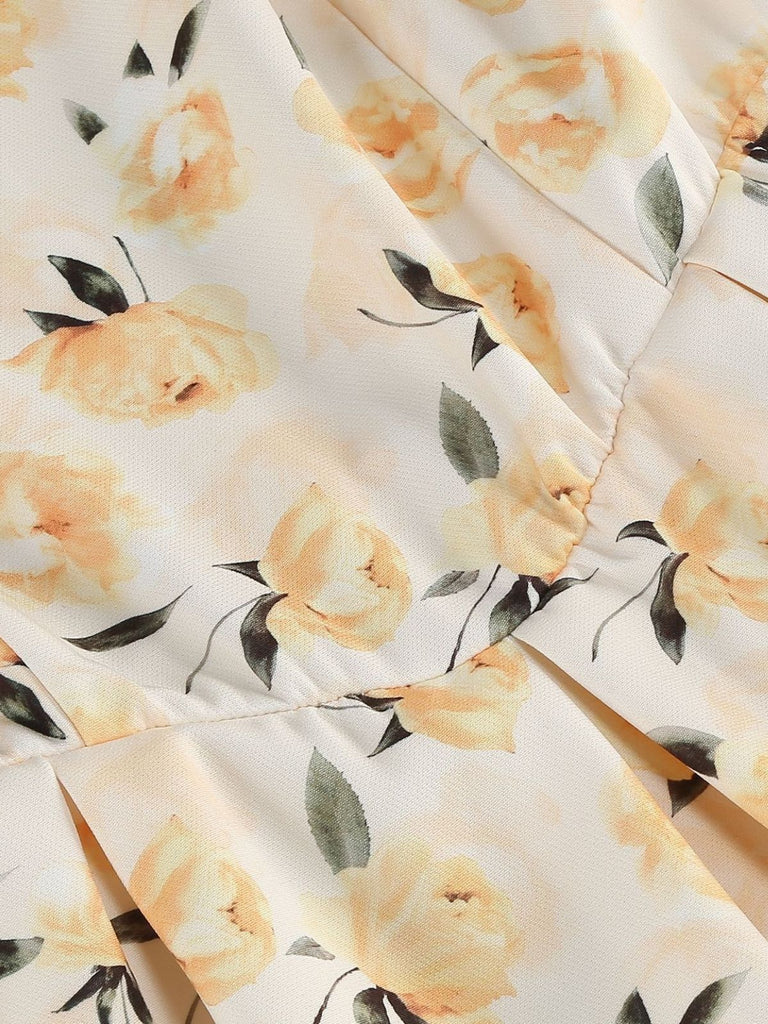 1950er Vintage Blumen Swing Kleid