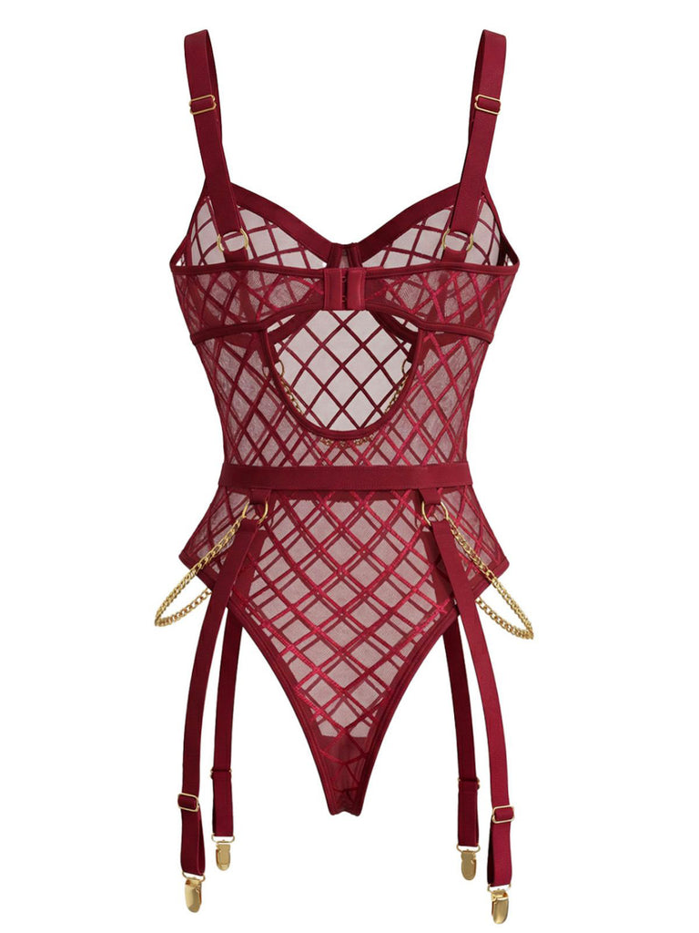 1970er Riemchen Ketten Akzente Durchsichtig Netz Lingerie