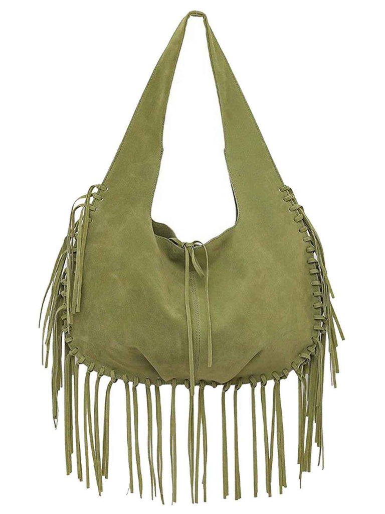 Boho Quaste Suede Hobo Umhängetasche