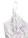 Lila 1970er Blumen Druck Spaghetti Träger Romper