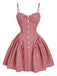 Rot 1950er Gingham Plaid Taste Spaghetti Träger Kleid