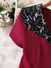 Rot 1950er Spitze Blumen Matrosen Kragen Swing Kleid