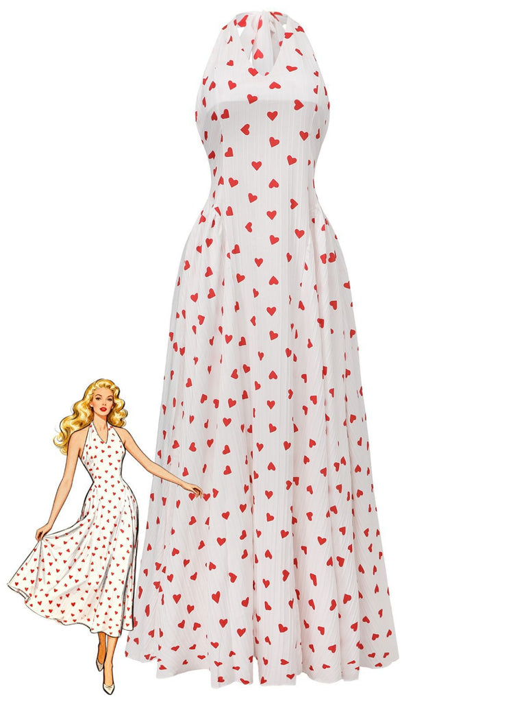 Rot 1930er Herz V-Ausschnitt Rückenfrei Bindung Halter Kleid