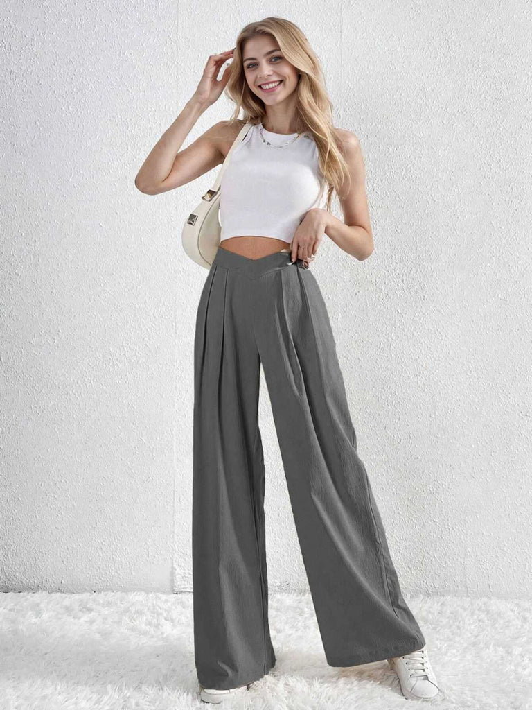 1930er Solide Kreuz Plissiertes Gerade Hosen