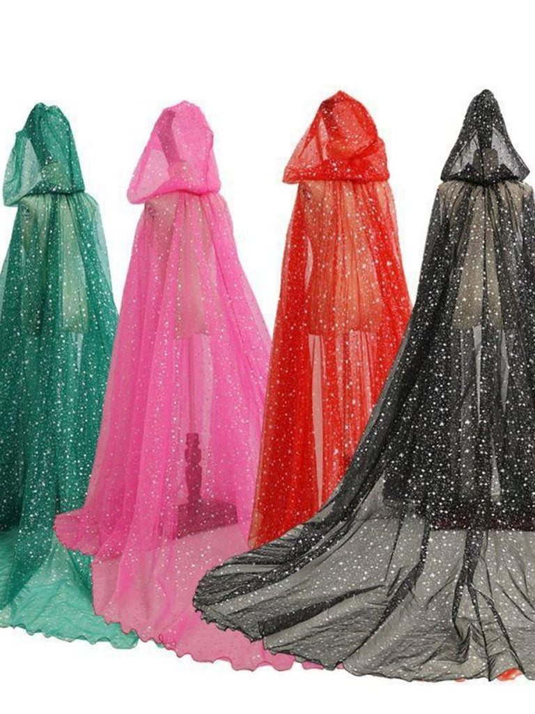 Halloween Gold Foil Hooded Lang Train Cape