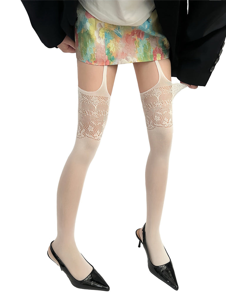 Vintage Spitze Solide Strapsstrumpfhose