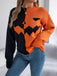 1940er Halloween Kürbis Gesicht Farbblock Stricken Pullover