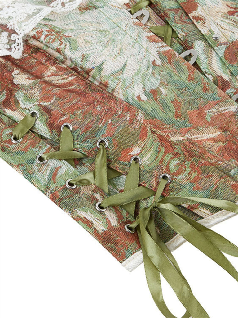 1960er Blumen Spitze Spaghetti Träger Korsett Top