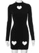 Schwarz 1960er Solide Herz Cut Out Kleid