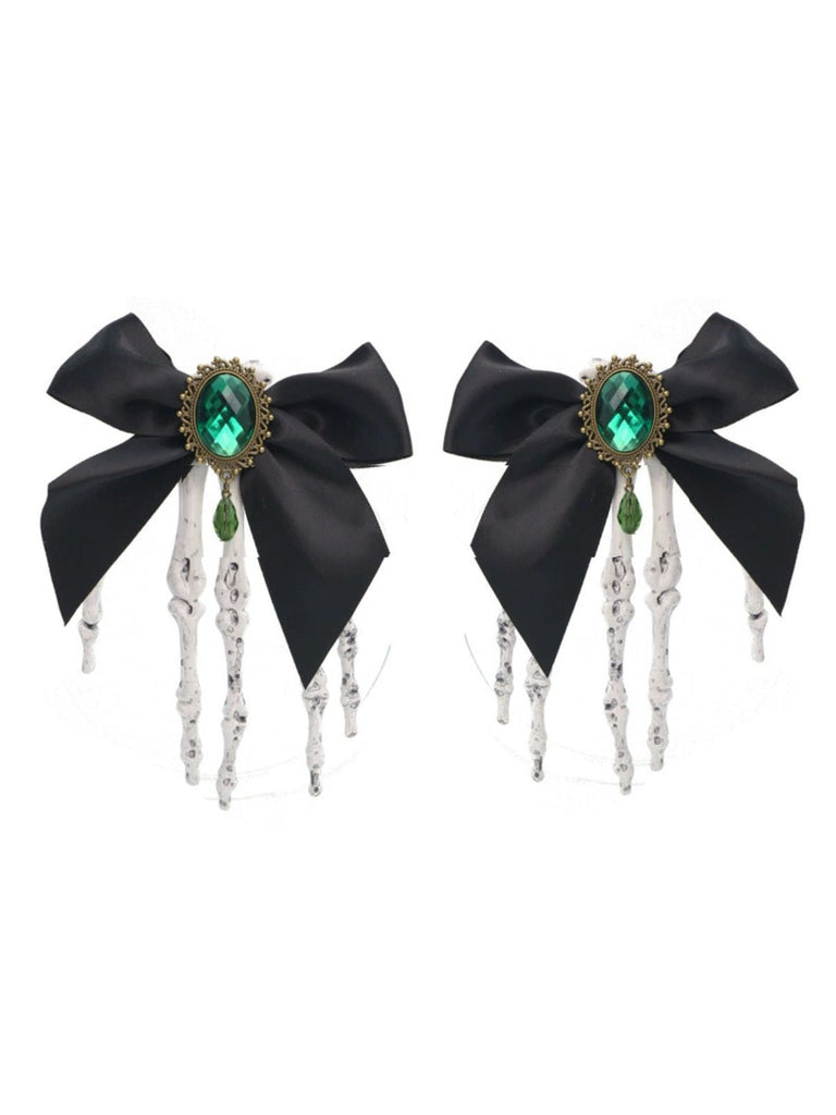 Schwarz Gothic Bogen Skeleton Hand Haarspange