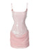 1980er Solide Pailletten Patchwork Mini Kleid