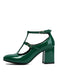 Vintage Lackleder T-Riemen Klobig Absatz Schuhe