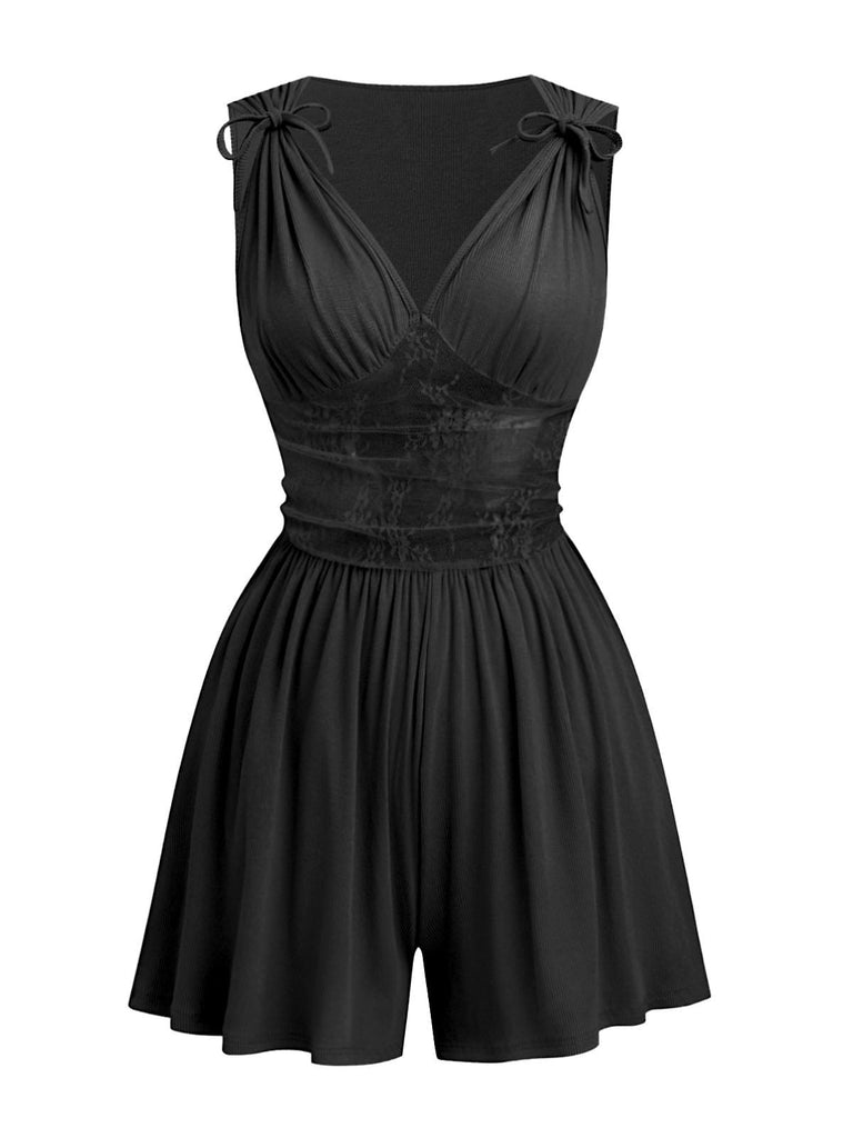 1950er Schulterband Spitze Taille V-Ausschnitt Fit Romper