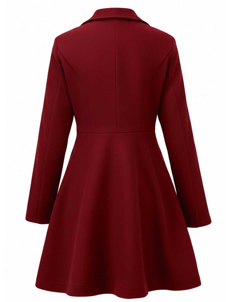 1940er Solide Revers Tailliert Mantel