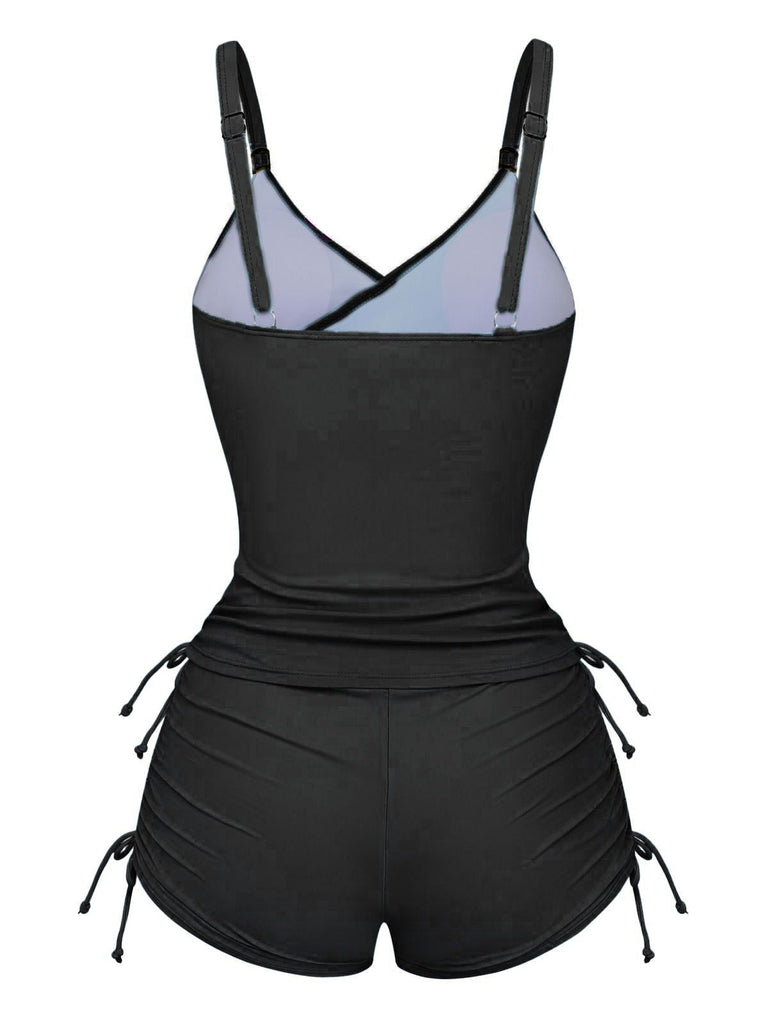 1950er Blumen Schnürung Tankini Set