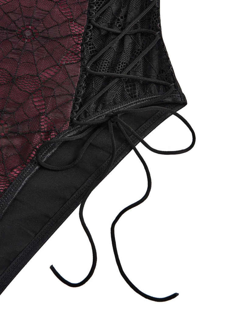 1970er Spitze Spinnennetz Punk Unterwäscheslip mit Bügel