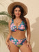 [Große Größen] Mehrfarbig 1950er Tropisch Blumen Bikini Set