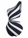 60er Badeanzug mit One-Shoulder und Cut-out