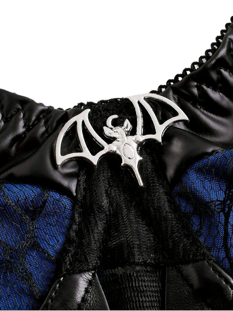 Dunkelblau 1980er Punk Spitze Patchwork Korsett Top