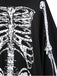Schwarz 1970er Skeleton Knochen Drucken Cape Mit Kapuze