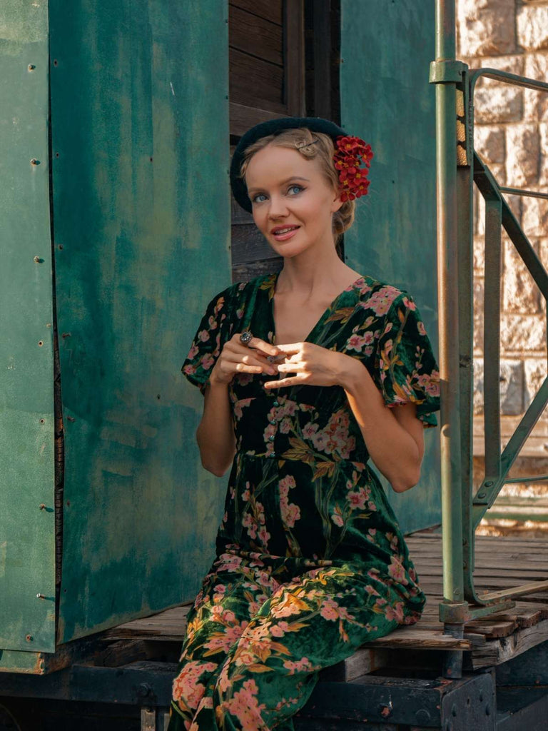 GRÜNER SAMT VINTAGE JUMPSUIT