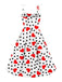 Weiß 1950er Valentinstag Polka Dots Herz Kleid