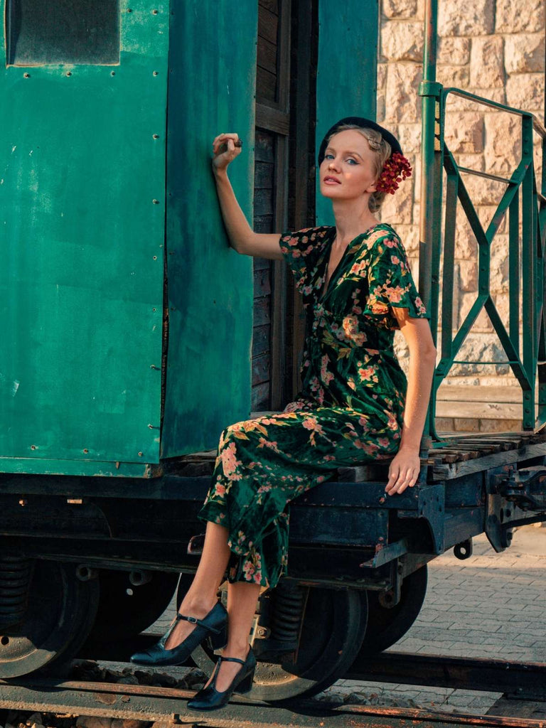 GRÜNER SAMT VINTAGE JUMPSUIT