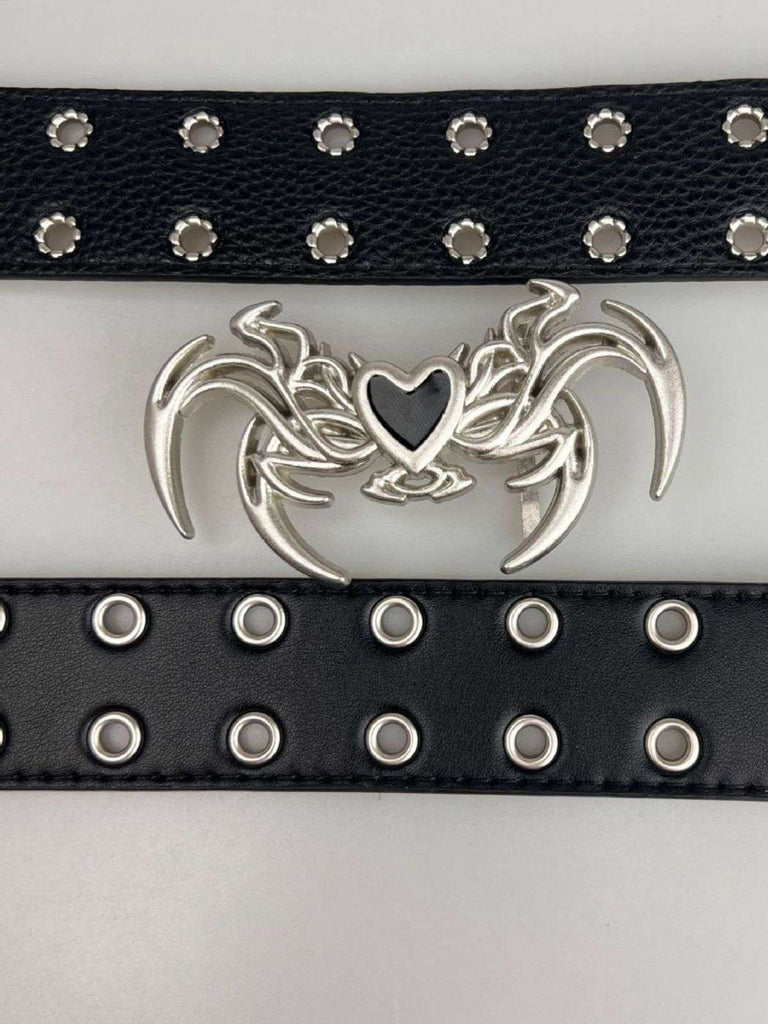 Vintage Herz Flügel-Ösenschnalle Punk Gürtel