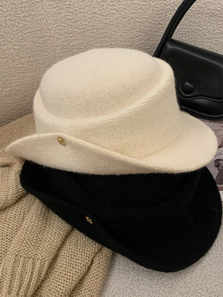 Vintage Hepburn Stil Kunstwolle Flach Hut