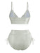 1970er Hochtailliert Metallic Schimmer Bikini Set
