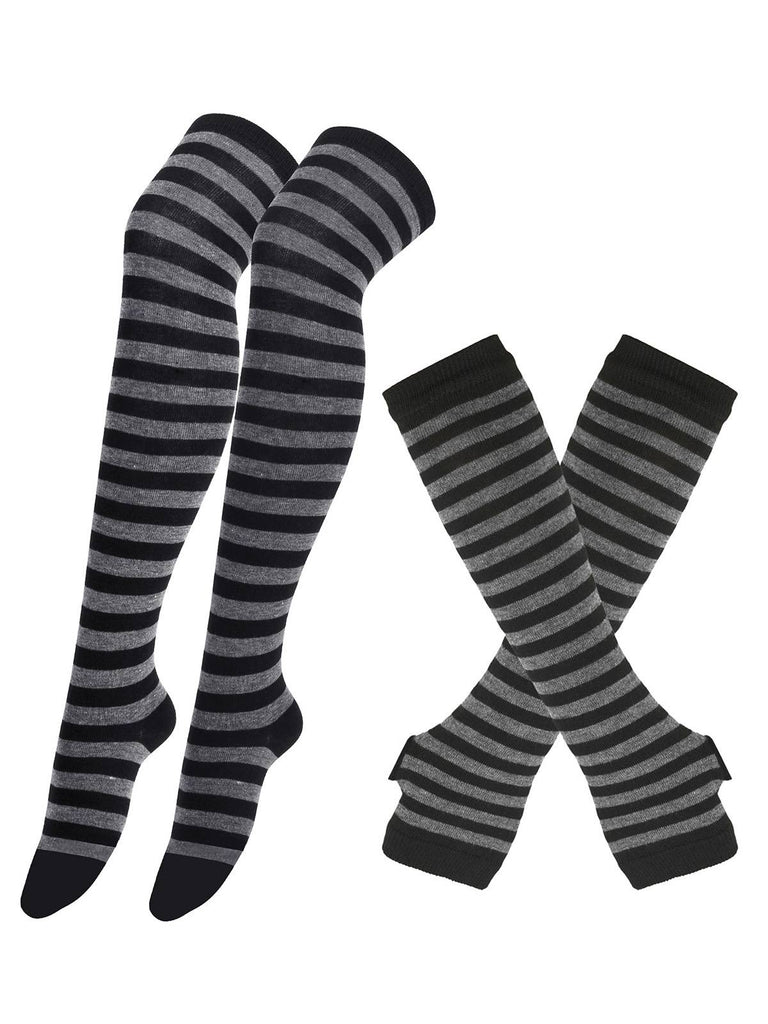 Vintage Halloween Streifen Fingerlose Handschuhe & Socken