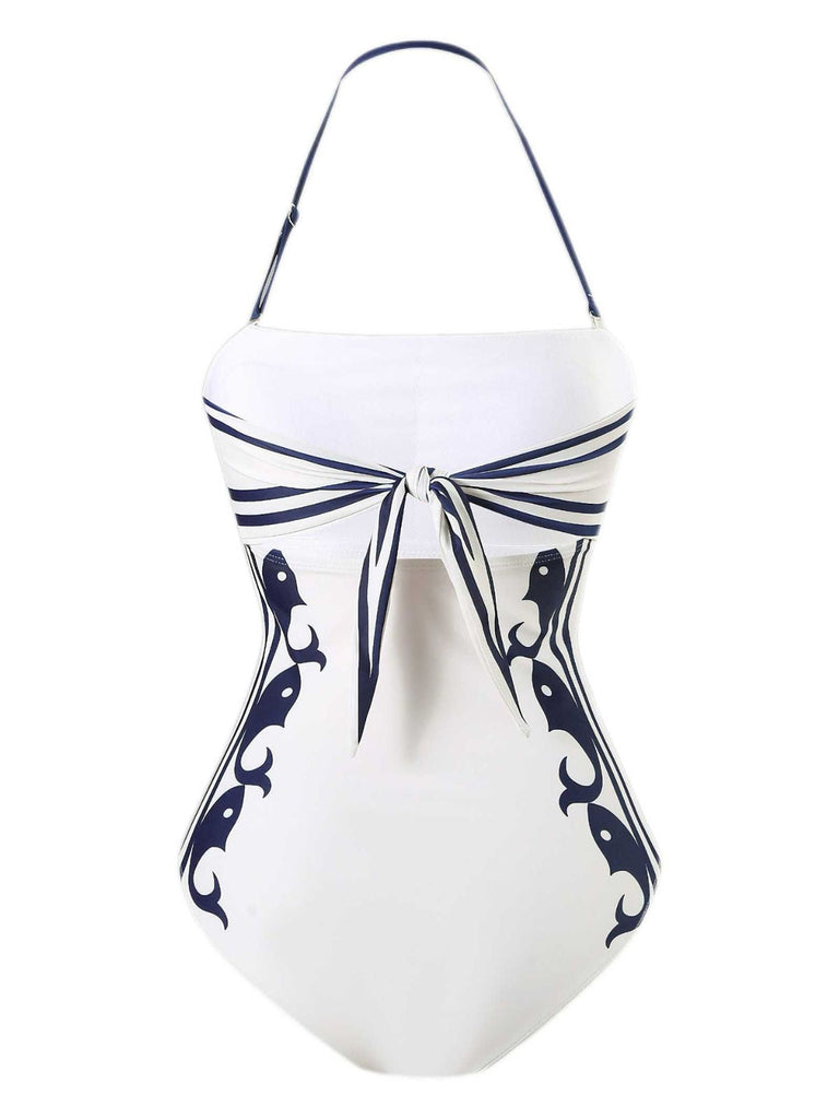 1940er Halter Bademode & Sailor-Streifen Shorts Set