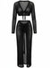 2PCS 1960er Häkel Langarm Strand Cover-Up Set