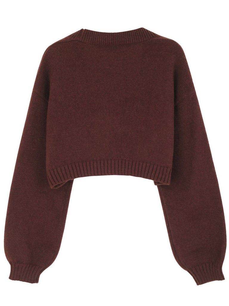 Braun 1960er Weihnachten Lebkuchenmann Kurz Cardigan