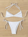 1960er Solide Gerafft Halter Schnürung Bikini Set