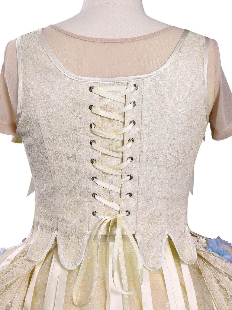 Aprikose 1940er Wednesday Enid Stil Kleid