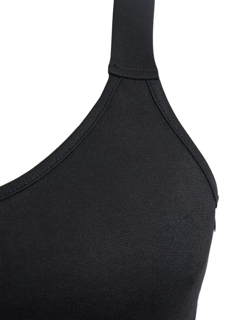 Schwarz 1950er Halloween Träger Schädel Rose Kleid