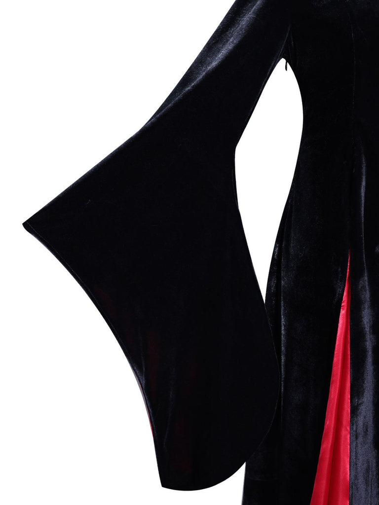 1930er Samt Glockenärmel Mittwoch Addams Stil Kleid