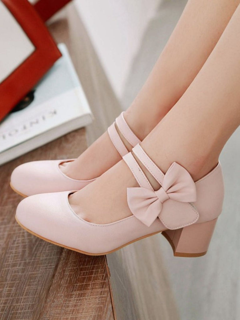 Vintage Bogen Runder-Spitze Kegelabsatz Schuhe