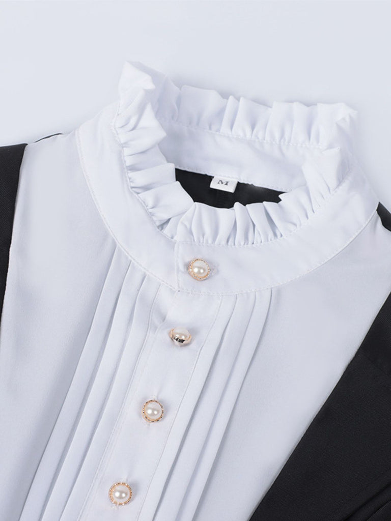 Schwarz 1940er Nonnen-Stil Kreuz Halskette Kleid